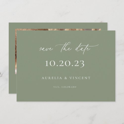 Minimalist Sage Green Wedding Save The Date