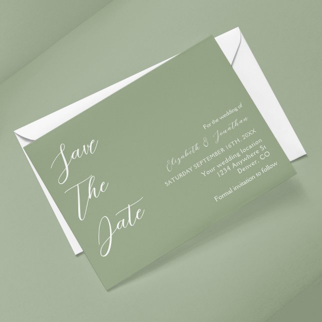 Minimalist Sage Green Wedding Save The Date (Creator Uploaded)