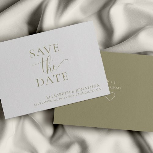 Minimalist Sage Green Wedding Save The Date Card