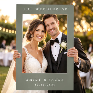 Minimalist Sage Green Wedding Selfie Frame