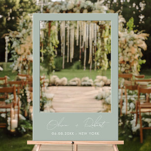 Minimalist Sage Green Wedding Selfie Frame Foam Board