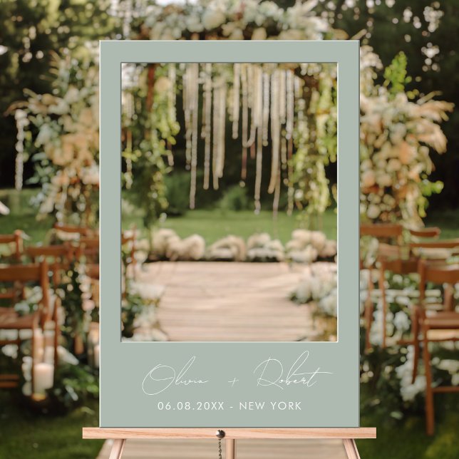 Minimalist Sage Green Wedding Selfie Frame Foam Board (Creator Uploaded)
