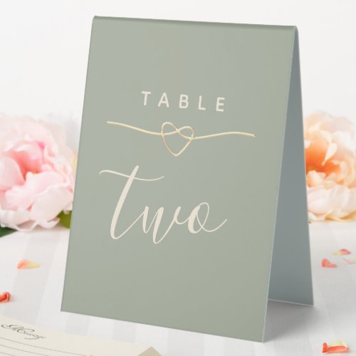 Minimalist Sage Green Wedding Table Number Table Tent Sign