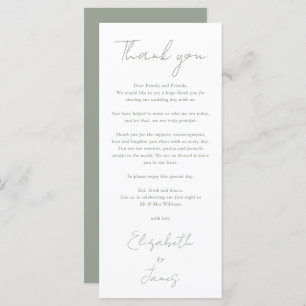 Minimalist Sage Green Wedding Thank You Place Card