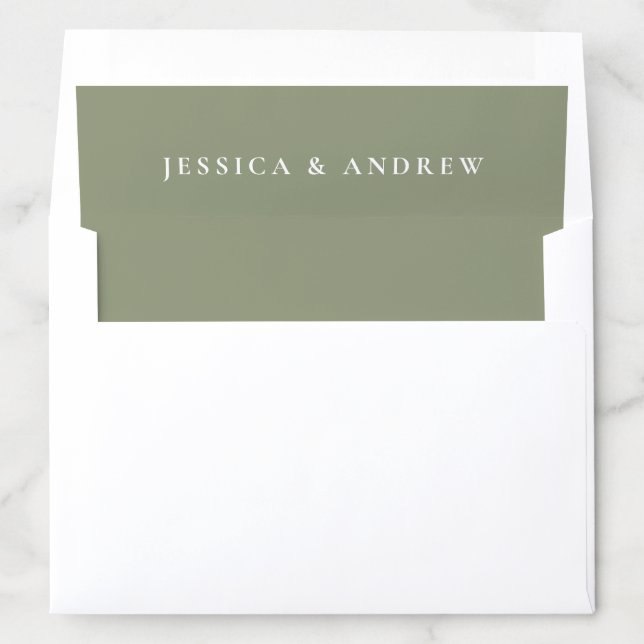 Minimalist Sage Green & White Simple Wedding  Envelope Liner (In Envelope)