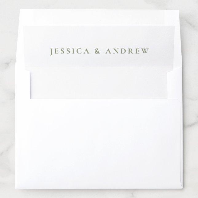 Minimalist Sage Green & White Simple Wedding  Envelope Liner (In Envelope)