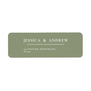 Minimalist Sage Green & White Simple Wedding Label