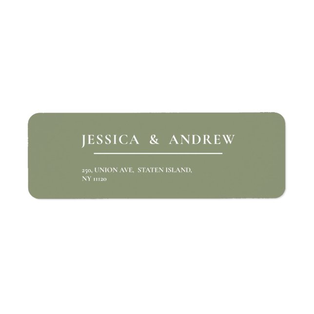 Minimalist Sage Green & White Simple Wedding  Label (Front)