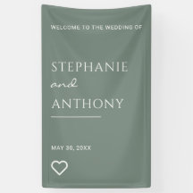 Minimalist Sage Green with Heart Modern Wedding