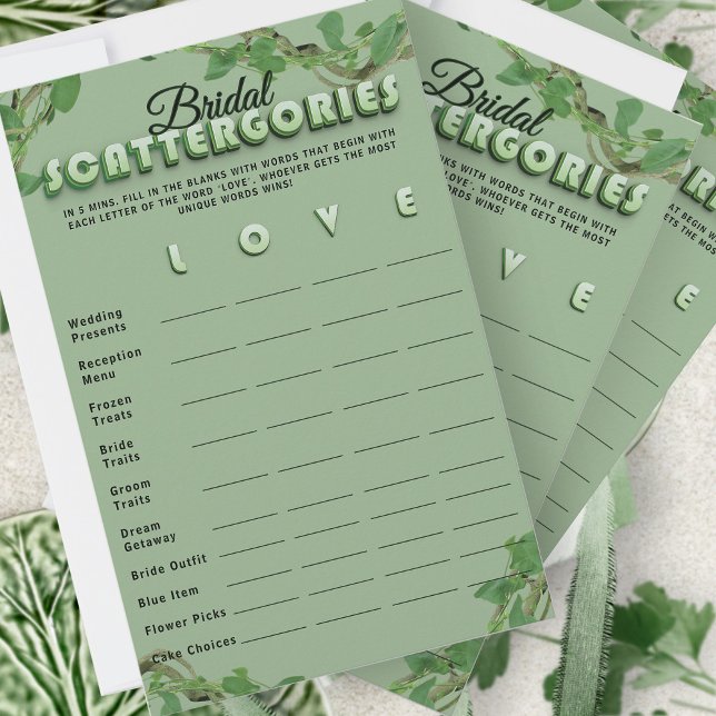 Minimalist Sage Greenery Scattergories Bridal Game (Creator Uploaded)
