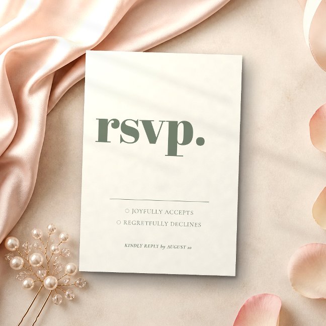 Minimalist Sage Greenery Simple Kindly Reply RSVP Card