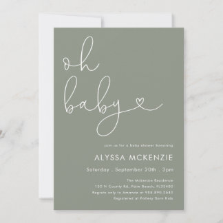 Minimalist Sage Modern Baby Shower Invitation