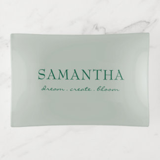 Minimalist Sage Name Positive Quote Trinket Tray
