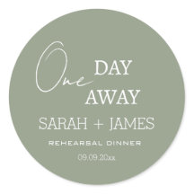 Minimalist Sage One Day Away Rehearsal Dinner 