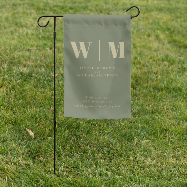 Minimalist Sage Party Trend Modern Simple Wedding Garden Flag