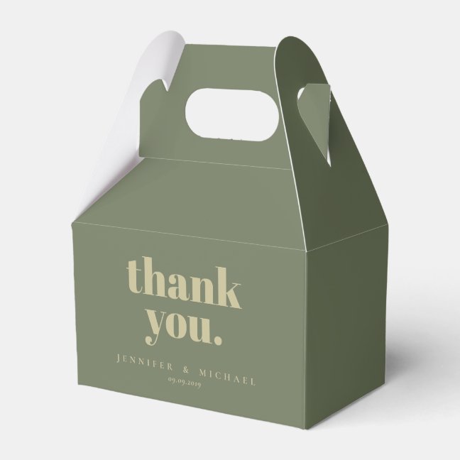 Minimalist Sage Signature Thank you Favor Boxes