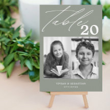 Minimalist Sage Wedding Table Number Two Pictures