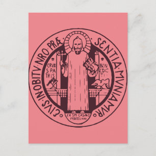Minimalist Saint Benedict Medal Symbol Art Postcard