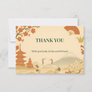 Minimalist Sakura Cherry Blossom Wedding Thank You Card