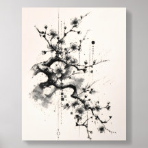 Minimalist Sakura Ink Blossom