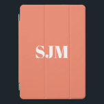 Minimalist salmon custom monogram initials modern iPad pro cover<br><div class="desc">Minimalist Custom salmon orange and white monogram initials name modern elegant personalized iPad Pro Cover</div>