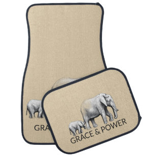 Minimalist Sand Beige Elephant Car Mat