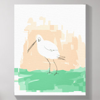 Minimalist Sandpiper Bird Art | Pastel Coastal Can Canvas Photo Tile