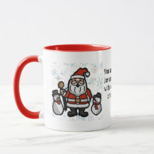 Minimalist Santa and Penguins in snowy holiday 