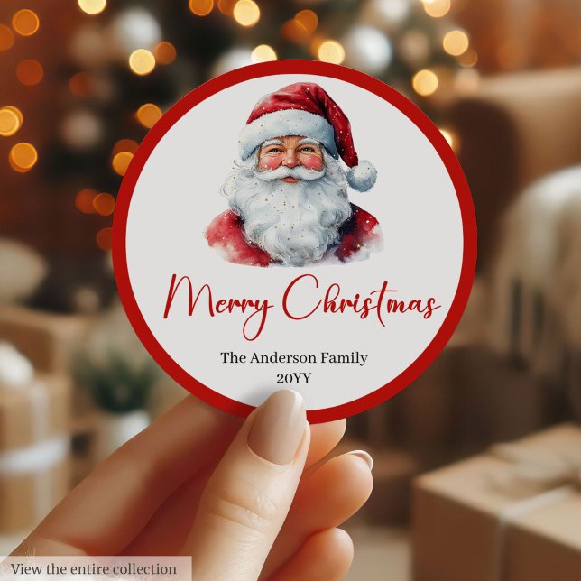 Minimalist Santa Claus Holiday Gift Label Sticker (Minimalist Santa Claus Holiday Gift Label Sticker)