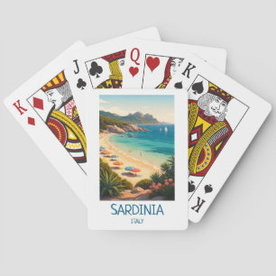 Minimalist Sardinia Italy Vintage Travel Art Poker Cards