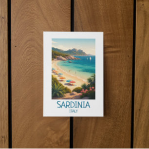 Minimalist Sardinia Italy Vintage Travel Art Postcard