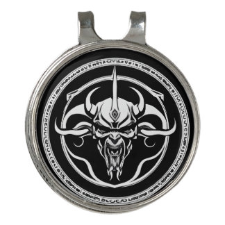 Minimalist Satanic Circle Logo – Black & White Occ Golf Hat Clip