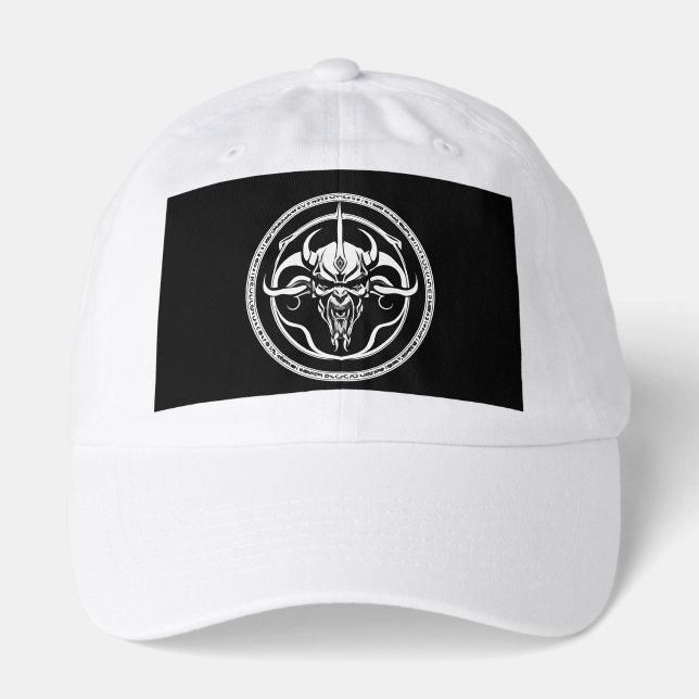 Minimalist Satanic Circle Logo – Black & White Occ Hat (Front)