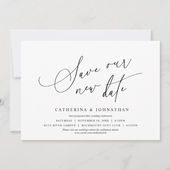 Minimalist, Save our new date, Change the date Invitation (Front)