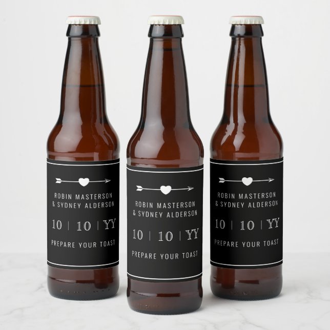 Minimalist | Save The Date | Beer Label | Black (Bottles)