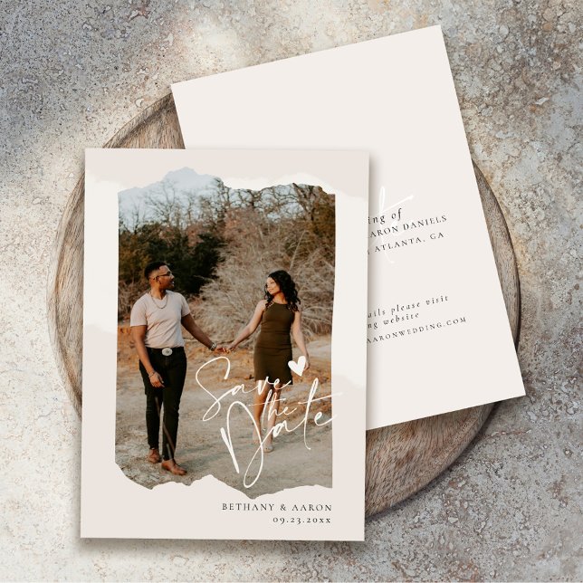 Minimalist Save The Date, Boho Photo Wedding Date (Creator Uploaded)