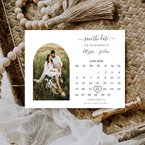 Minimalist Save the Date Calendar with Arch Photo