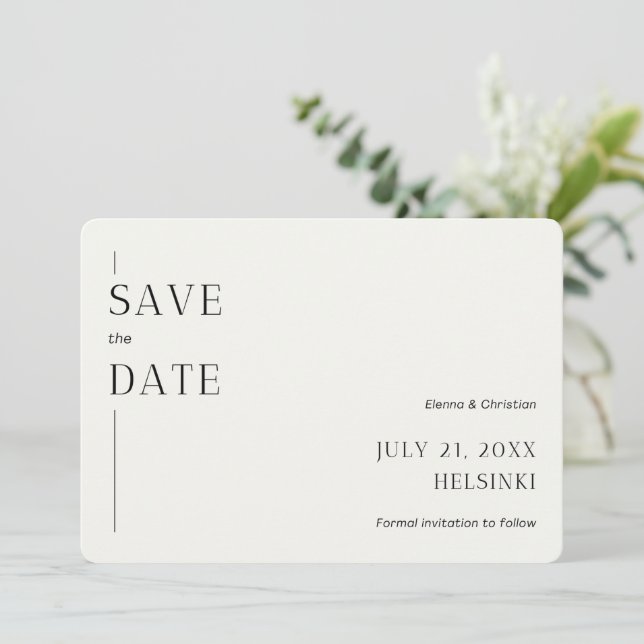 Minimalist Save the Date Card Invitation (Standing Front)