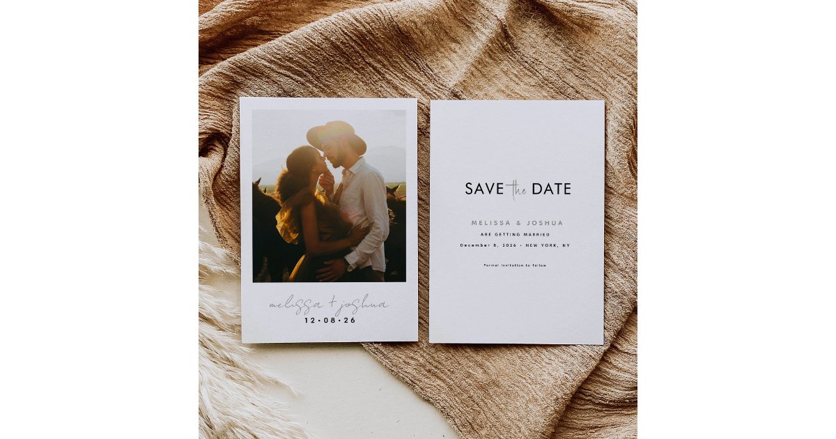 Minimalist Save the Date Card With One Photo