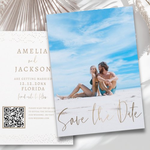 Minimalist Save the Date Faux Gold  Photo