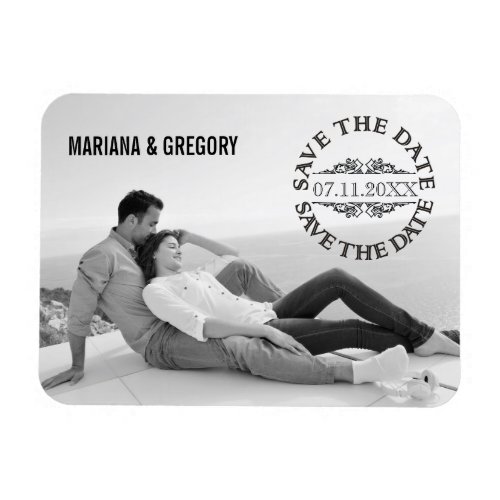 Minimalist Save the Date modern wedding photo Magnet