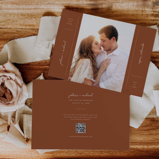 Minimalist Save The Date Photo Announcement Card (Creator Uploaded)