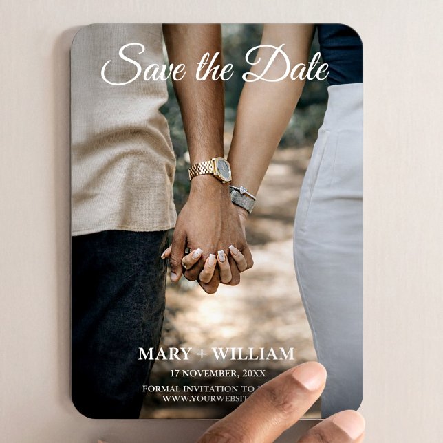Minimalist Save the Date Photo Magnet for Couples (Creator Uploaded)