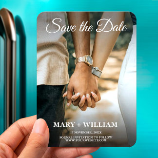 Minimalist Save the Date Photo Magnet for Couples