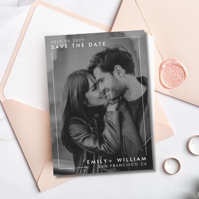 Minimalist Save The Date Photo QR Code Flat Card (Creator Uploaded)