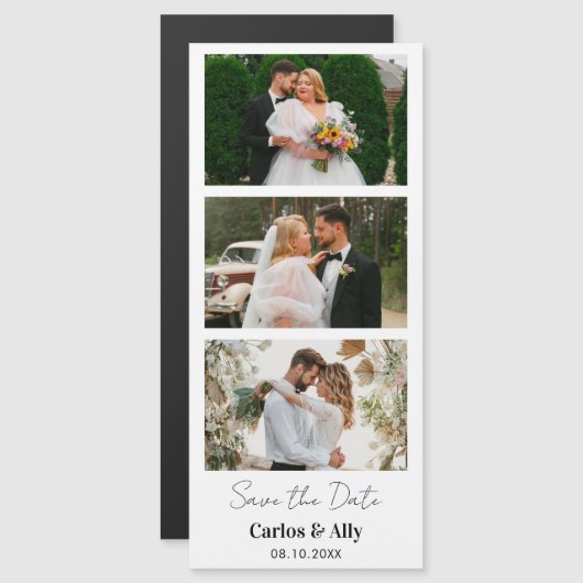Minimalist Save The Date Wedding Photo Card Magnet (Front/Back)