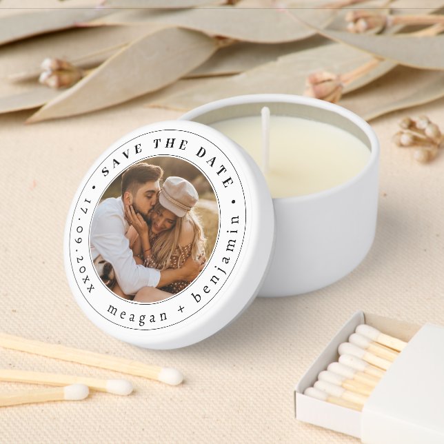 Minimalist Save The Date Wedding Photo  Mini Candle Favors (Insitu)