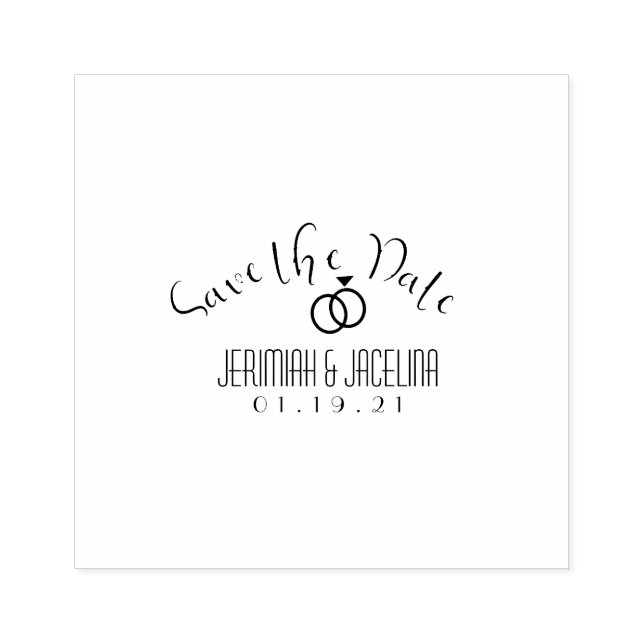 Minimalist Save the Date Wedding Ring Rubber Stamp (Imprint)
