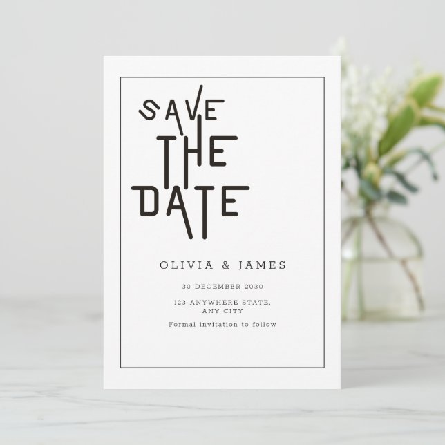 Minimalist Save The Date Whimsical Wedding Invite (Standing Front)
