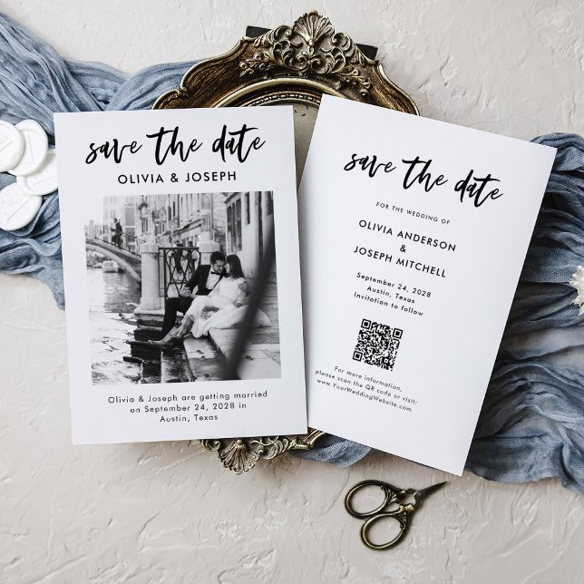 Minimalist Save the Date with Photo Casual Script (Creator Uploaded)